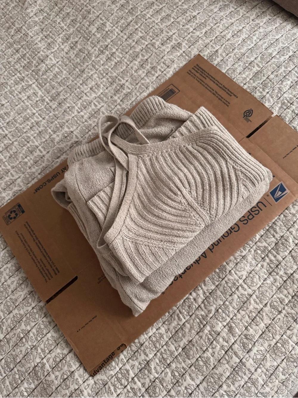 Auden Ribbed Knit Cami and Skirt Set - Light Beige